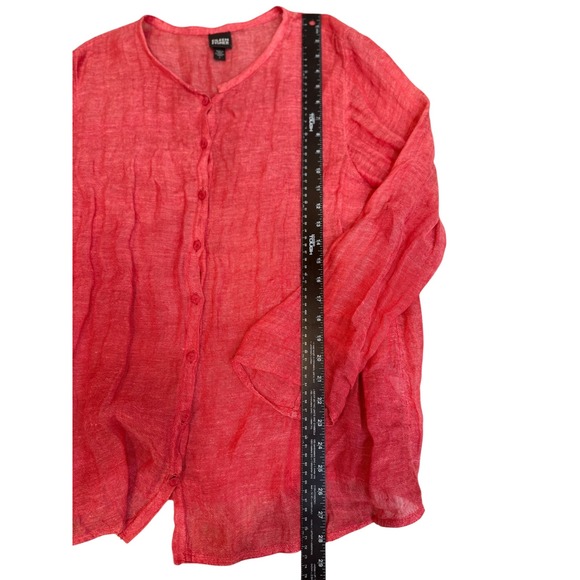 Eileen Fisher Linen Button Up Shirt Top Long Sleeve Red Casual Blouse tunic - Picture 5 of 6